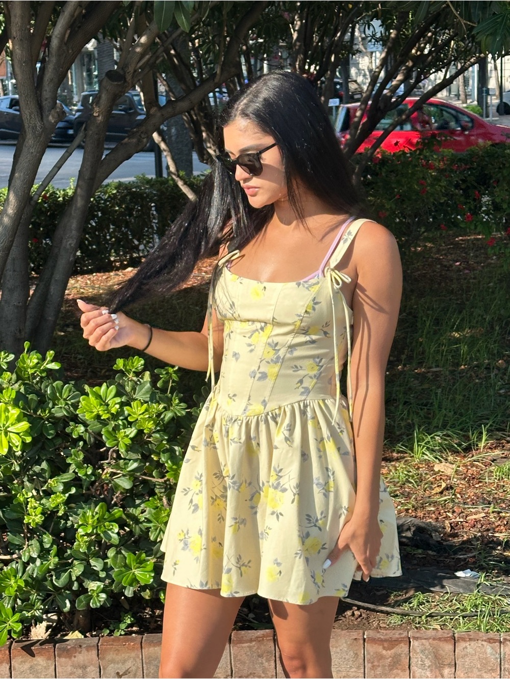 Zara Yellow Floral Tie Strap Mini Dress | Cottagecore | Sundress